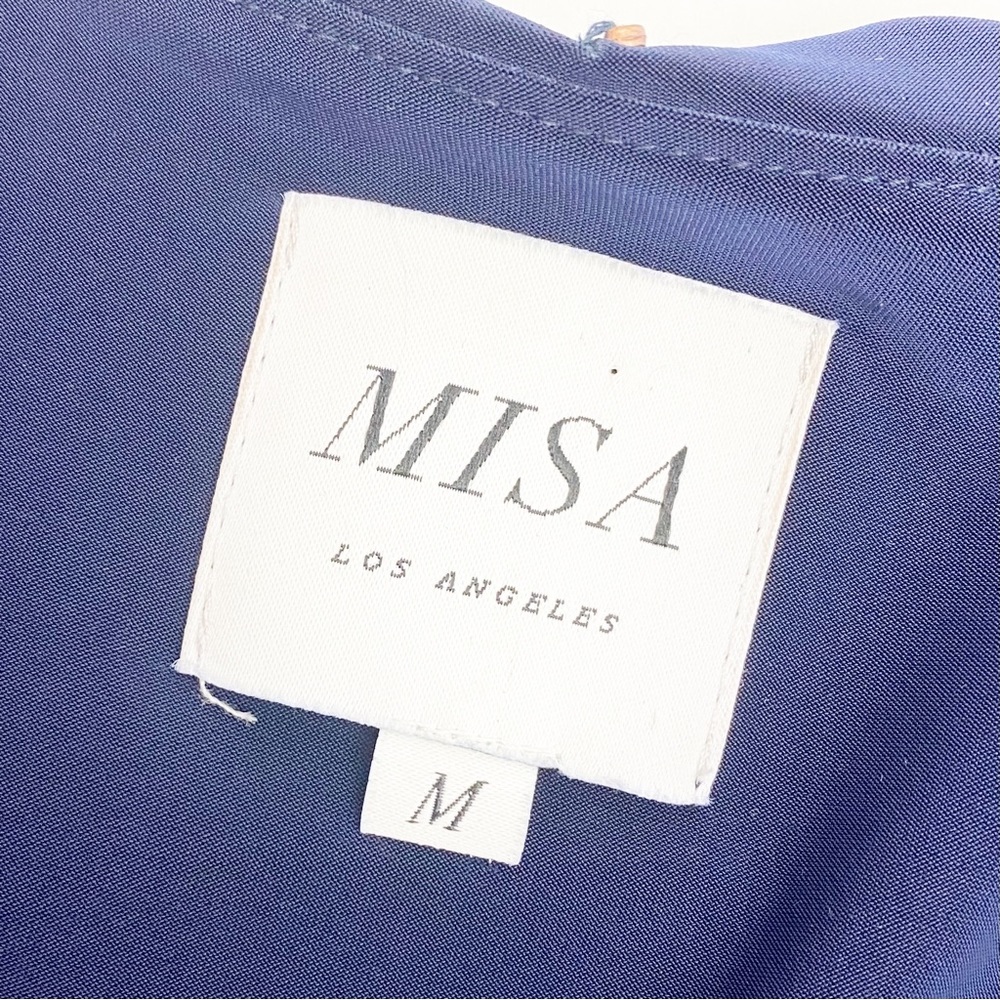 Misa Los Angeles Teget Draped Twist Front Bell
Sleeve Mini Dress: Navy Blue - Picture 11 of 12